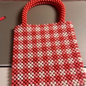 Beaded Handbag in orange and pink
